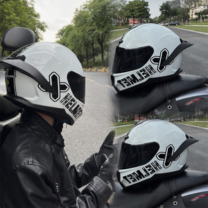 摩托车头盔全盔男女复古巡航机车骑行白色四季专用夏季透气全盔X