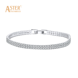 ASTER双排钻手镯仿真钻石手链女款轻奢法式简约纯银正品可做脚链