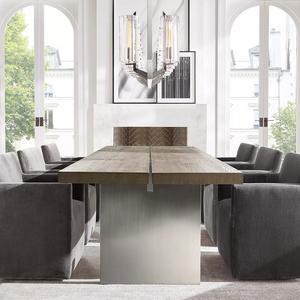 IKEA宜家北欧实木拼接大桌子工作台简约现代会议桌长桌工业风办公