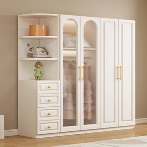 IKEA宜家实木衣柜卧室家用收纳柜现代简约衣橱法式奶油风组合儿童
