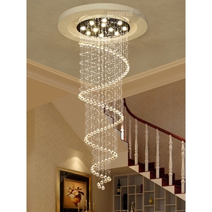 欧普欧式楼梯长吊灯别墅灯水晶吊线灯复式楼客厅螺旋灯玻璃浪漫装
