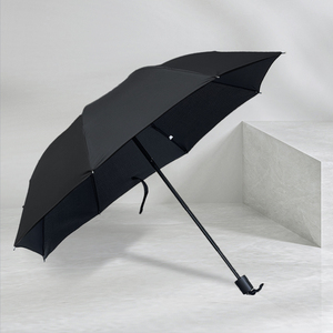 天堂伞8骨纯色单人雨伞经济实惠款 手动三折伞高密度碰击布黑色烤