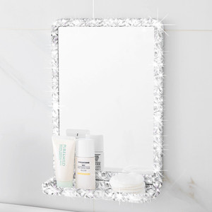 卫生间镜子免打孔厕所浴室小化妆镜挂墙自粘贴洗手间壁挂带置物架