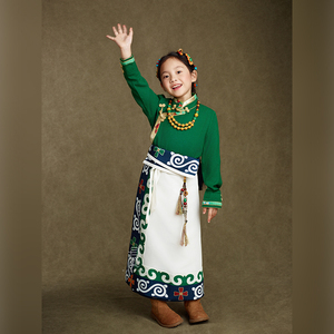 [清仓特价]藏族儿童服饰女童裹裙演出服舞蹈旅拍写真少数民族服装