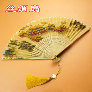 中国风送老外出国北京故宫礼品送女士外宾丝绸折扇子古风国潮礼物