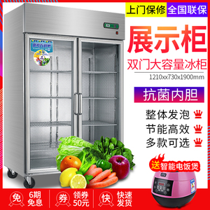 双门冰箱商用冰柜冷柜立式大容量蔬菜水果保鲜柜冷藏展示柜冷冻柜