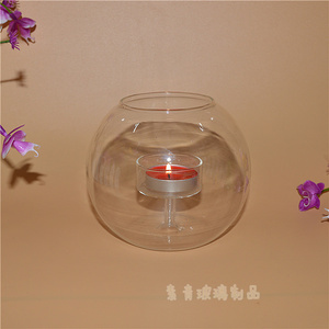 厂家供应精美玻璃插花花器桌面球形烛台装饰花瓶 可定制