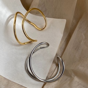 欧美金属几何线条开口手镯韩版金银色时髦手环个性夸张无性别饰品