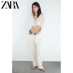 ZARA24夏季新品 TRF 女装 带领带飘逸衬衫 3074043 712