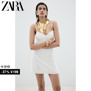ZARA特价精选 TRF 女装 白色刺绣吊带短连衣裙 5107302250