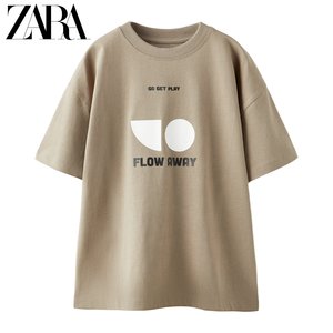 ZARA 24春季新品 童装男童 FLOW AWAY 印花 T 恤 1716673 832