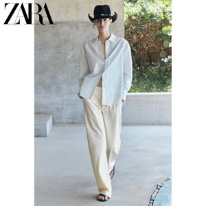 ZARA24夏季新品 女装 ZW系列带领带的府绸衬衫 4437063 250