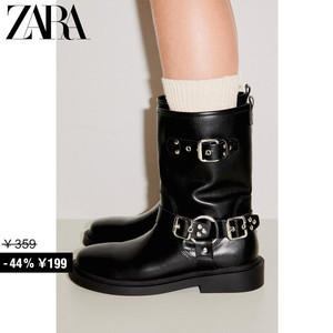 ZARA 特价精选 儿童鞋女童黑色机车短靴骑士靴 2137230 800