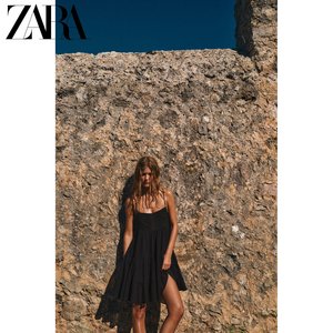 ZARA24夏季新品 女装 TRF 黑色多层蕾丝短边连衣裙 0881332 800