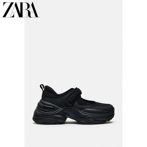 ZARA春季新品 女鞋 黑色厚底运动款芭蕾风鞋休闲鞋 5817310 800