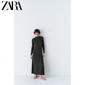 ZARA春季新品 女装 修身版型圆领长袖A字型长连衣裙 7901306 922