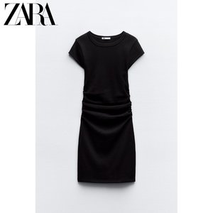 ZARA24春季新品 女装 圆领短袖修身连衣裙 4174312 800