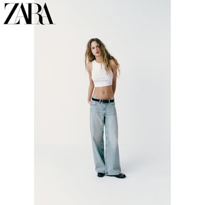 ZARA24春季新品 女装 修身版型简约圆领无袖短款上衣 3253324 250