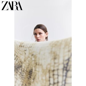 ZARA 24春季新品 女装 动物纹印花羊毛薄围巾 1758001 505