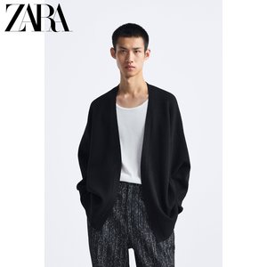 ZARA新品 男装 男女同款 黑色休闲长袖毛衣针织开衫 9598328 800