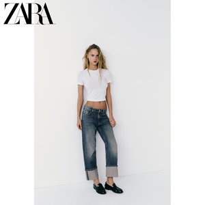ZARA24春季新品 女装 修身版型简约圆领短袖短款 T恤 4174314 250