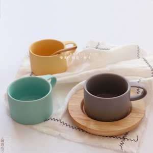 【包邮】马卡龙の日式亚光磨砂陶瓷咖啡杯随手水杯马克杯早餐把手