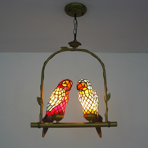 蒂凡尼彩色玻璃老上海阳台酒吧小鸟法式复古美式田园鹦鹉吊灯
