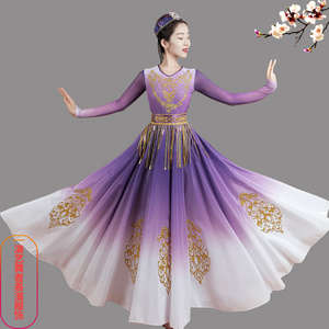 新疆舞蹈维吾尔族服装女款演出服维族艺考独舞少数民族服饰大摆裙