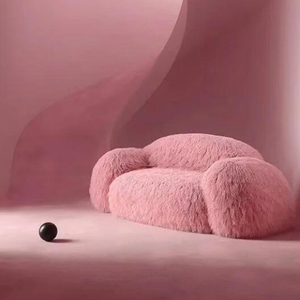 北欧设计师现代轻奢客厅极简美容院小户型创意雪人长毛绒懒人沙发