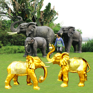 仿真落地大象摆件入口景观动物雕塑模型户外公园门口一对招财装饰