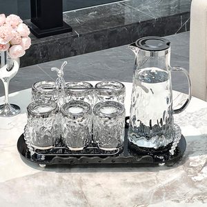 轻奢玻璃杯家用高级感耐高温水杯家庭杯子客厅泡茶杯杯具待客套装