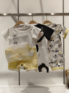 巴拉巴拉婴童连体衣2024夏装新款宝宝纯棉爬服含围兜200224120201