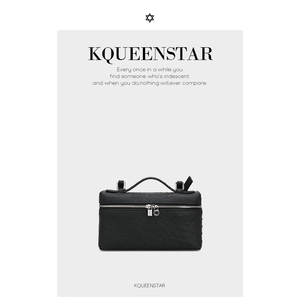 KQueenStar 饭盒包包女 春夏2024新款牛皮鸵鸟纹单肩包通勤手提包