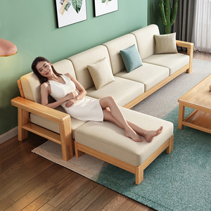 华南家具全实木沙发客厅现代简约轻奢原木小户型2024新款沙发床