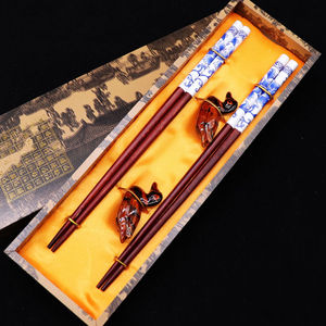 包邮木质筷子礼盒套装礼物筷架筷托中国风单位商务礼品便携2双