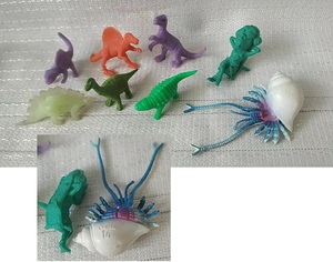 塑胶玩具 动物模型 彩色恐龙+寄居蟹+小人 迷你玩偶摆件 打包