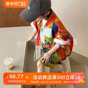 波拉bora韩国童装男女儿童衬衫夏季新款中大童个性衬衣时尚上衣潮