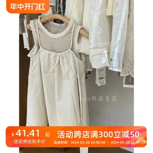 波拉bora韩国女童连衣裙2024春装中大孩子薄款公主白色韩式长裙子