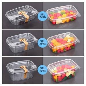 一次性水果捞果切打包盒长方形220g透明带盖PET沙拉千层蛋糕盒子