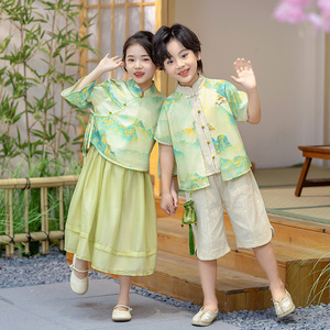 中国风汉服套装表演服学生改良中式夏季幼儿园班服演出服古风唐装