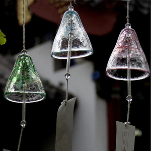 日式玻璃风铃家居装饰津轻创意风铃石冢硝子彩绘挂饰和风手工风铃