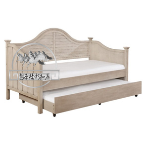 美式实木沙发床 两用推拉双人简约沙发床 多功能美式沙发床小户型