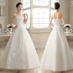 新款优雅新娘结婚韩式小个子抹胸显瘦大码韩版冬季齐地婚纱