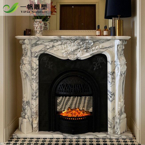 大理石壁炉法式壁炉别墅客厅美式欧式大花白汉白玉石材壁炉装饰柜