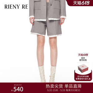 RIENYRE短裤女2023秋冬季新款设计感工装高腰显瘦西裤宽松五分裤