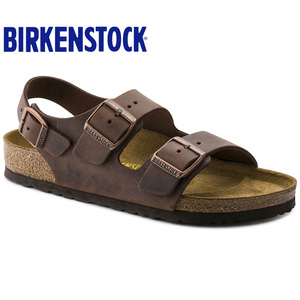 【牛皮】正品BIRKENSTOCK软木鞋床男女系踝露趾平跟凉鞋Milano