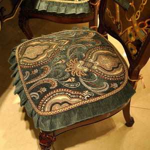 欧式餐椅垫奢华美式毛绒坐垫四季通用防滑高端椅子凳子椅套装家用