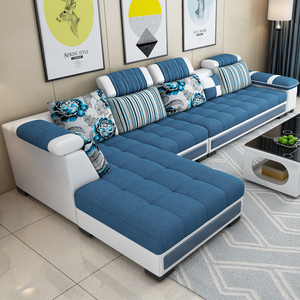 科技布艺沙发小户型简约现代家具贵妃布沙发客厅组合乳胶北欧套装