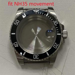 手表配件40mm精钢表壳放大镜蓝宝石玻璃适用日本NH35机械机芯316L