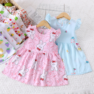 女童夏季棉绸裙子婴儿0-1-2岁3公主裙女宝背心裙连衣裙人造棉睡裙